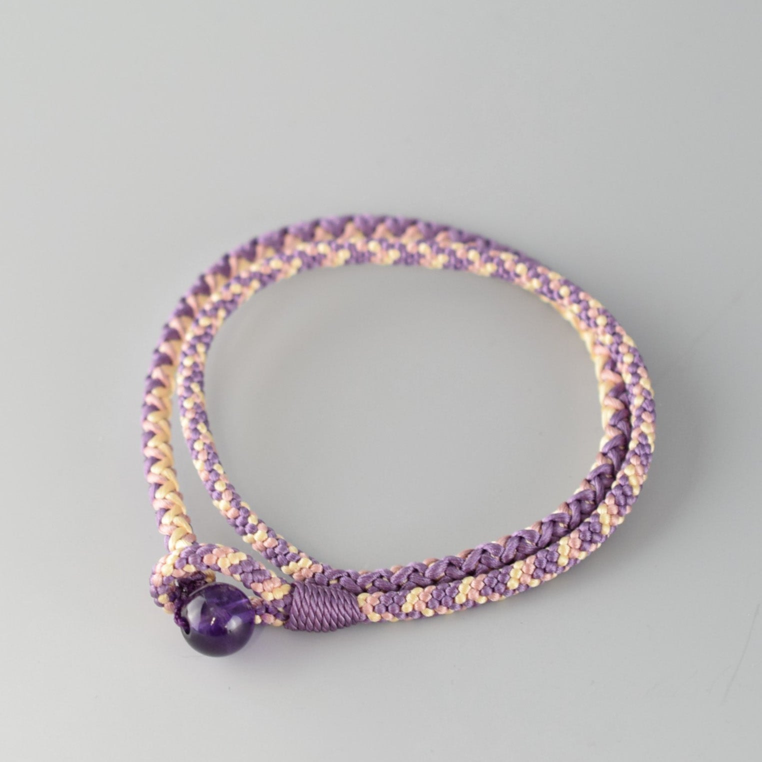 Tozaburo x Kyoto Asahiya kumihimo gemstone bracelet - Purple